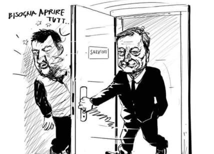 Coronavirus, Salvini vuole aprire tutto. E Draghi esegue... Ironia web