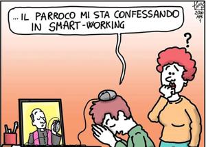 "Preti in smartworking Mi sta confessando..."