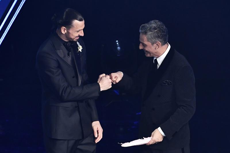 Zlatan Ibrahimovic e Fiorello - Sanremo 2021 (Lapresse)