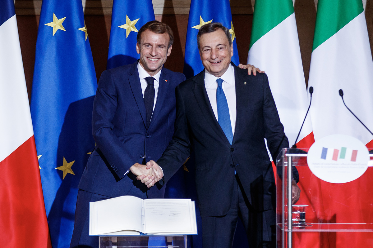 Trattato del Quirinale - Conferenza stampa di Mario Draghi ed Emmanuel Macron Trattato del Quirinale - Conferenza stampa di Mario Draghi ed Emmanuel Macron