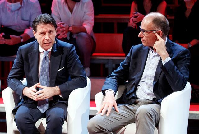 Giuseppe Conte e Enrico Letta Giuseppe Conte e Enrico Letta