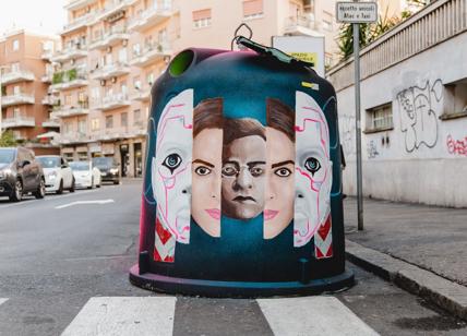 Roma: quartiere Aurelio, le campane della differenziata diventano opere d'arte