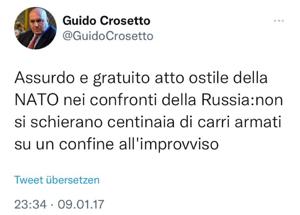 Quando Crosetto condannava la Nato: "Atto ostile verso la Russia"