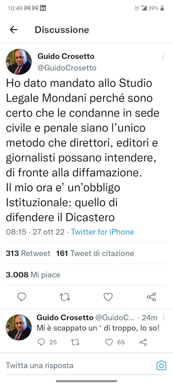 guido crosetto, ministro della difesa