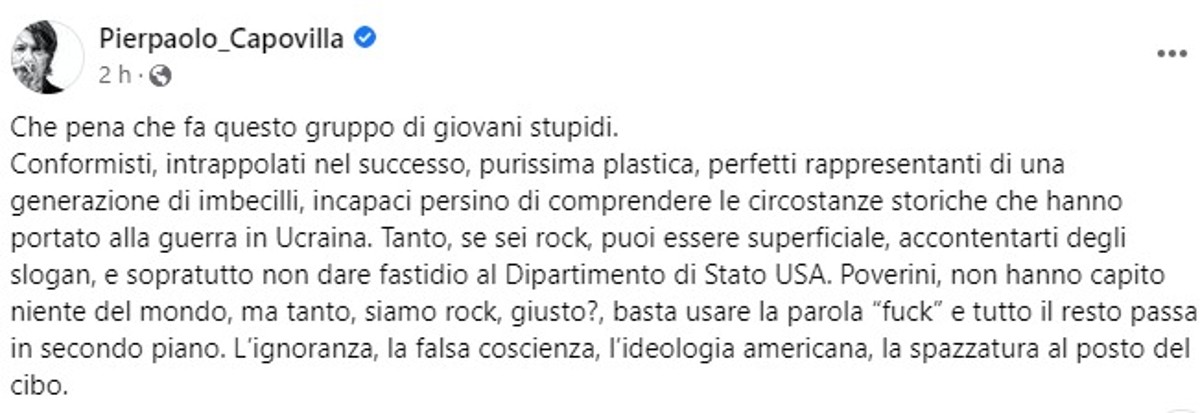 pierpaolo capovilla maneskin post pierpaolo capovilla maneskin post