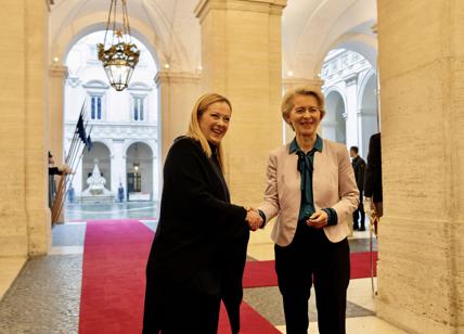 Giorgia Meloni riceve Ursula von der Leyen a Palazzo Chigi