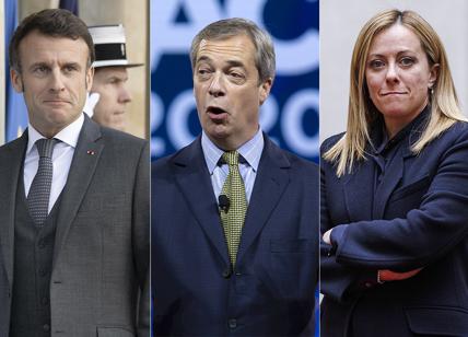 Emmanuel Macron, Nigel Farage e Giorgia Meloni