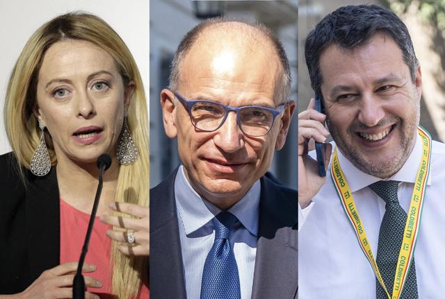 Giorgia Meloni, Enrico Letta e Matteo Salvini Giorgia Meloni, Enrico Letta e Matteo Salvini
