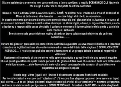 il comunicato dei tifosi juventini 1720751