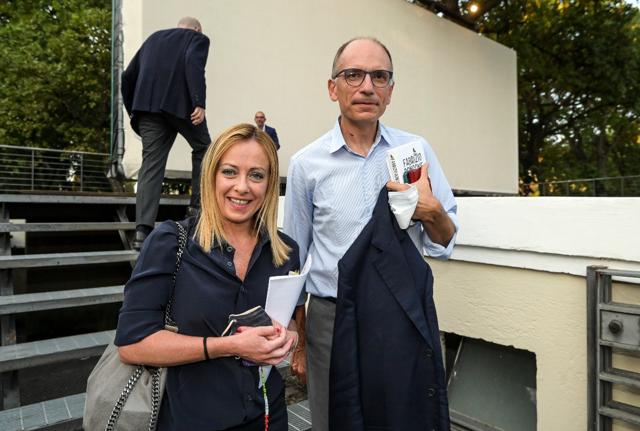 Giorgia Meloni e Enrico Letta Giorgia Meloni e Enrico Letta