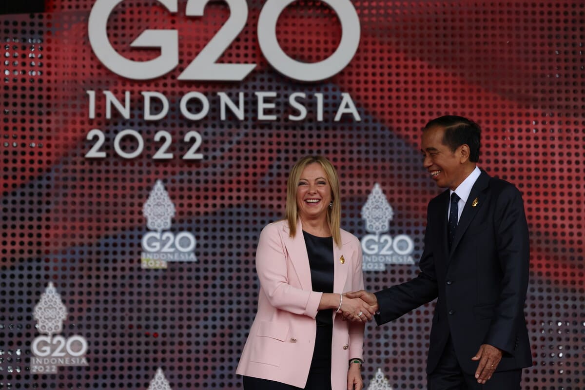 La Prima ministra italiana Giorgia Meloni e il Presidente della Repubblica indonesiana Joko Widodo al G20 di Bali La Prima ministra italiana Giorgia Meloni e il Presidente della Repubblica indonesiana Joko Widodo al G20 di Bali