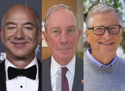 Jeff Bezos, Mike Bloomberg e Bill Gates