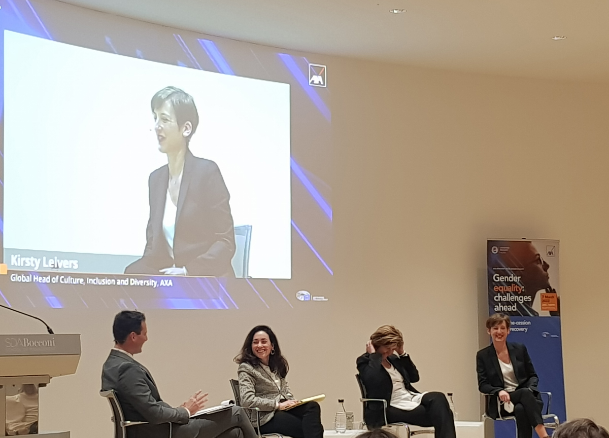 Kirsty Leivers, Global Head of Culture, Inclusion and Diversity AXA; Silvia Candiani, CEO di Microsoft Italia; Marina Mendes Tavares International Monetary Fund Kirsty Leivers, Global Head of Culture, Inclusion and Diversity AXA; Silvia Candiani, CEO di Microsoft Italia; Marina Mendes Tavares International Monetary Fund