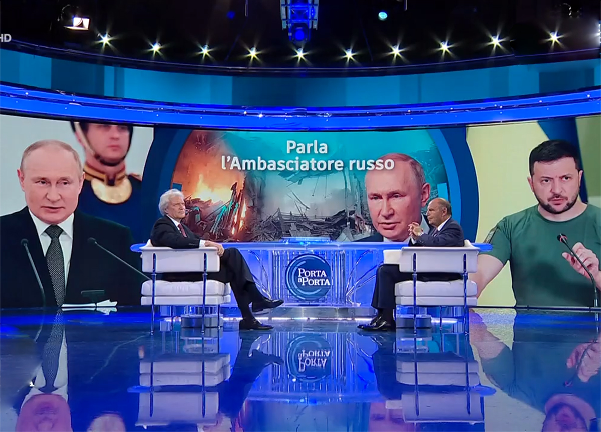 L'ambasciatore russo in Italia Srgey Razov ospiet di Bruno Vespa a Porta a Porta 