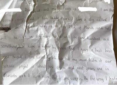 The letter and bottle were dropped into the sea in 1996