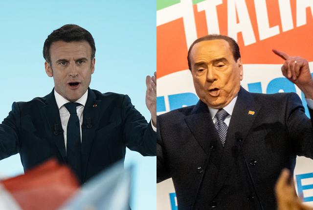 Emmanuel Macron e Silvio Berlusconi Emmanuel Macron e Silvio Berlusconi