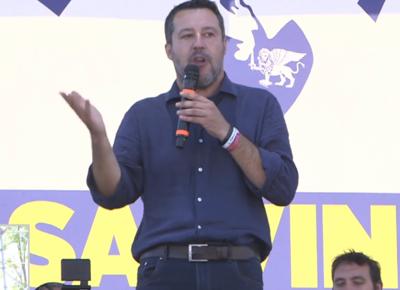 Matteo Salvini comizio a Pontida
