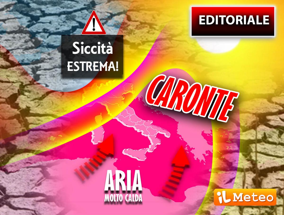 Meteo Caronte afa caldo siccità previsioni mappa