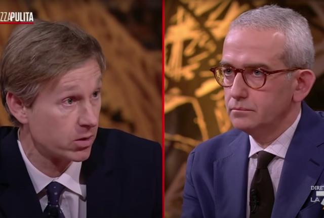 Orsini e Fubini durante il loro scontro verbale a Piazzapulita Orsini e Fubini durante il loro scontro verbale a Piazzapulita
