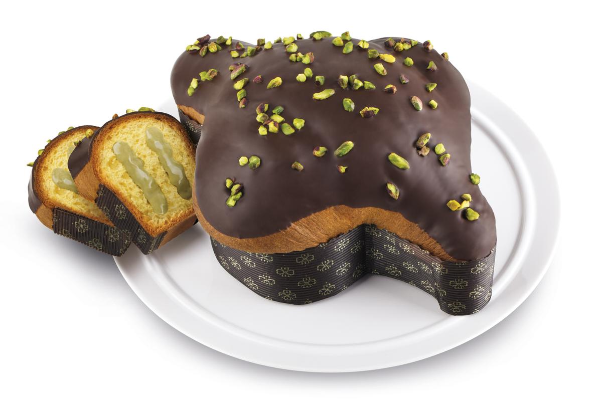 pasqua 2022 colomba cioccolato fondente farcita crema pistacchio