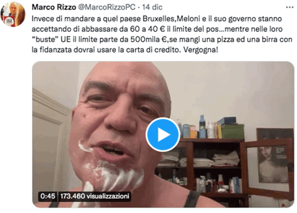 Rizzo non c’ha capito niente sui Pos. Ce lo dimostra mentre si fa la barba