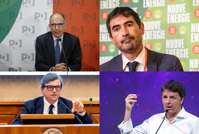 Enrico Letta Carlo Calenda Nicola Fratoianni e Matteo renzi Enrico Letta Carlo Calenda Nicola Fratoianni e Matteo renzi