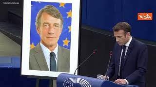 Commemorazione Sassoli, Macron: "Era lungimirante e attaccato all'Europa"