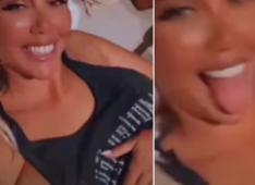 Wanda Nara, la maglietta si solleva in diretta social