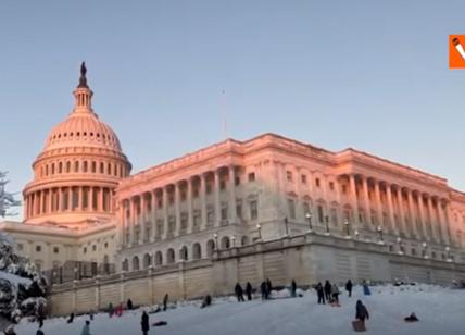 Washington sotto la neve, Capitol Hill imbiancata è spettacolare