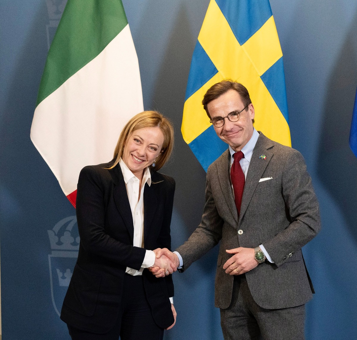 Giorgia Meloni e il primo ministro svedese Kristersson Giorgia Meloni e il primo ministro svedese Kristersson