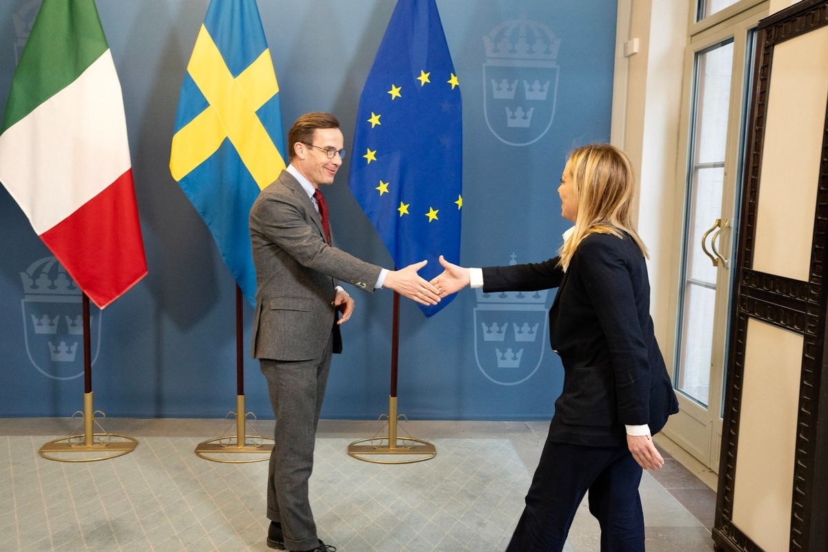 Giorgia Meloni e il primo ministro svedese Kristersson Giorgia Meloni e il primo ministro svedese Kristersson