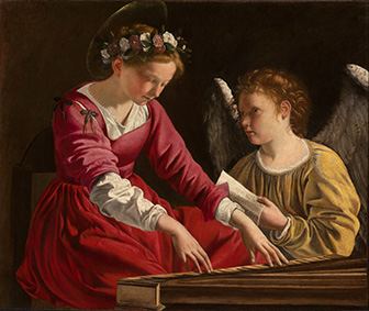 Orazio Gentileschi, "Santa Cecilia che suona la spinetta e un angelo", 1615-1621, olio su tela, 90x105 cm, Perugia, Galleria Nazionale dell’Umbria Orazio Gentileschi, "Santa Cecilia che suona la spinetta e un angelo", 1615-1621, olio su tela, 90x105 cm, Perugia, Galleria Nazionale dell’Umbria
