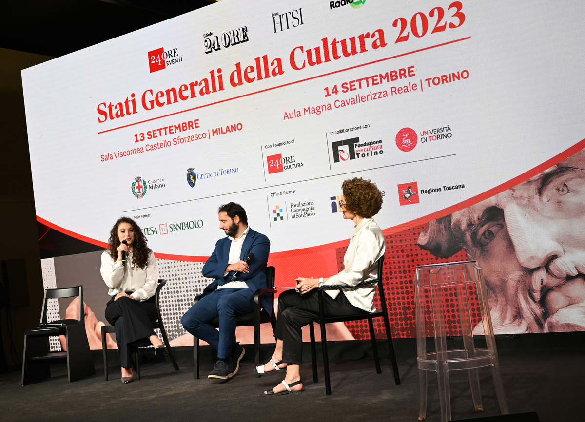 Gianluca Daluiso, Founder Bookers e Partner CNC Media, Martina Levato, Content creator. Modera Nicoletta Polla Mattiot, Direttrice How to Spend It. Foto: Nick Zonna Gianluca Daluiso, Founder Bookers e Partner CNC Media, Martina Levato, Content creator. Modera Nicoletta Polla Mattiot, Direttrice How to Spend It. Foto: Nick Zonna