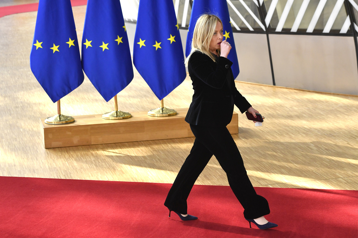 Gorgia Meloni arriva al Eu Summit a Bruxelles