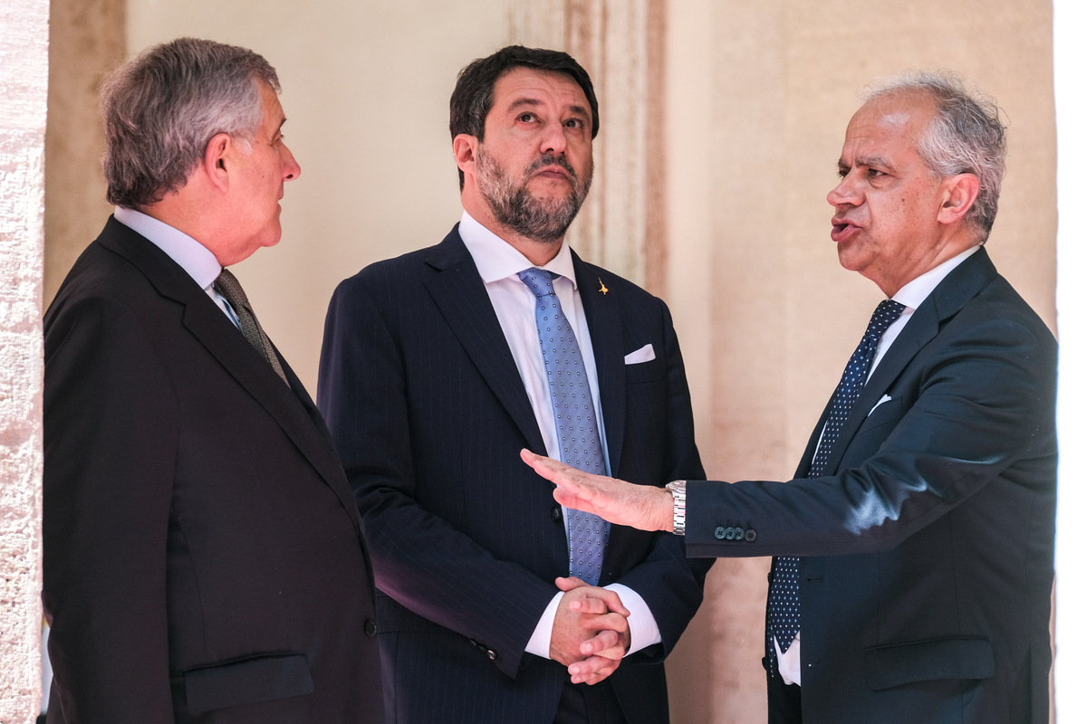 Antonio Tajani, Matteo Salvini e Matteo Piantedosi Antonio Tajani, Matteo Salvini e Matteo Piantedosi