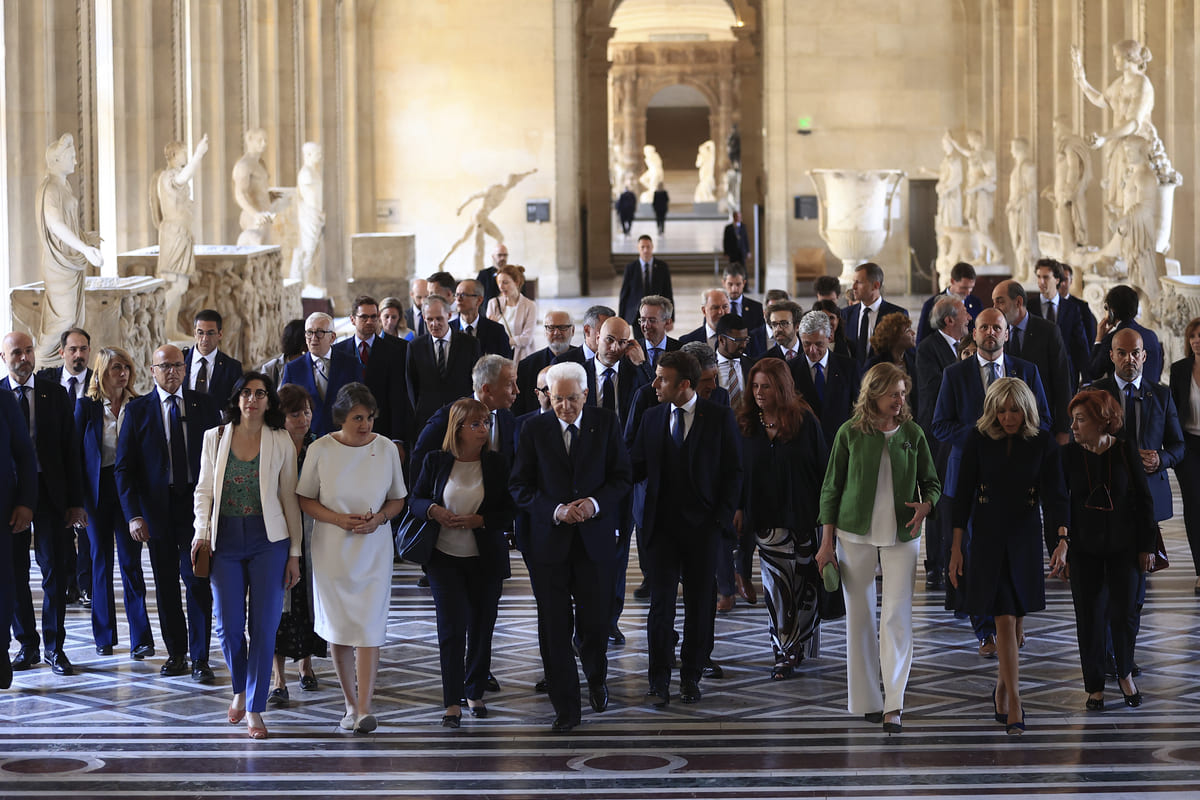 Mattarella e Macron al Louvre Mattarella e Macron al Louvre