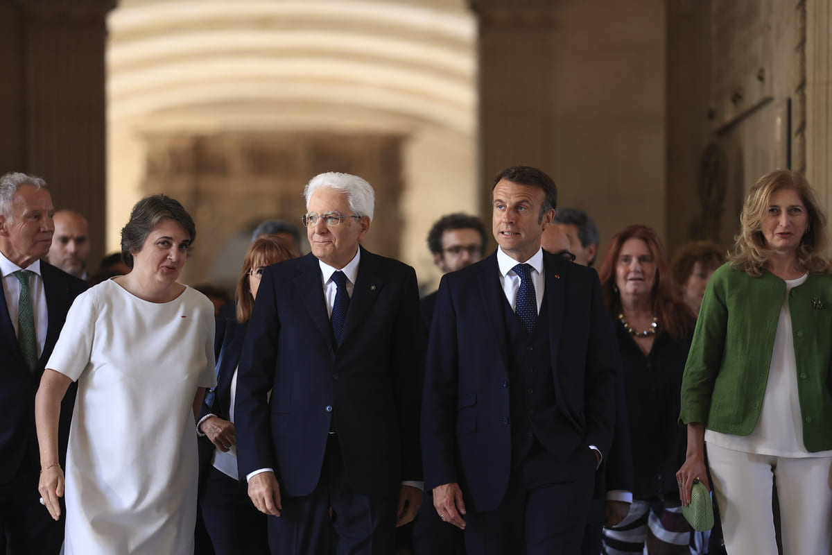 Mattarella e Macron al Louvre Mattarella e Macron al Louvre