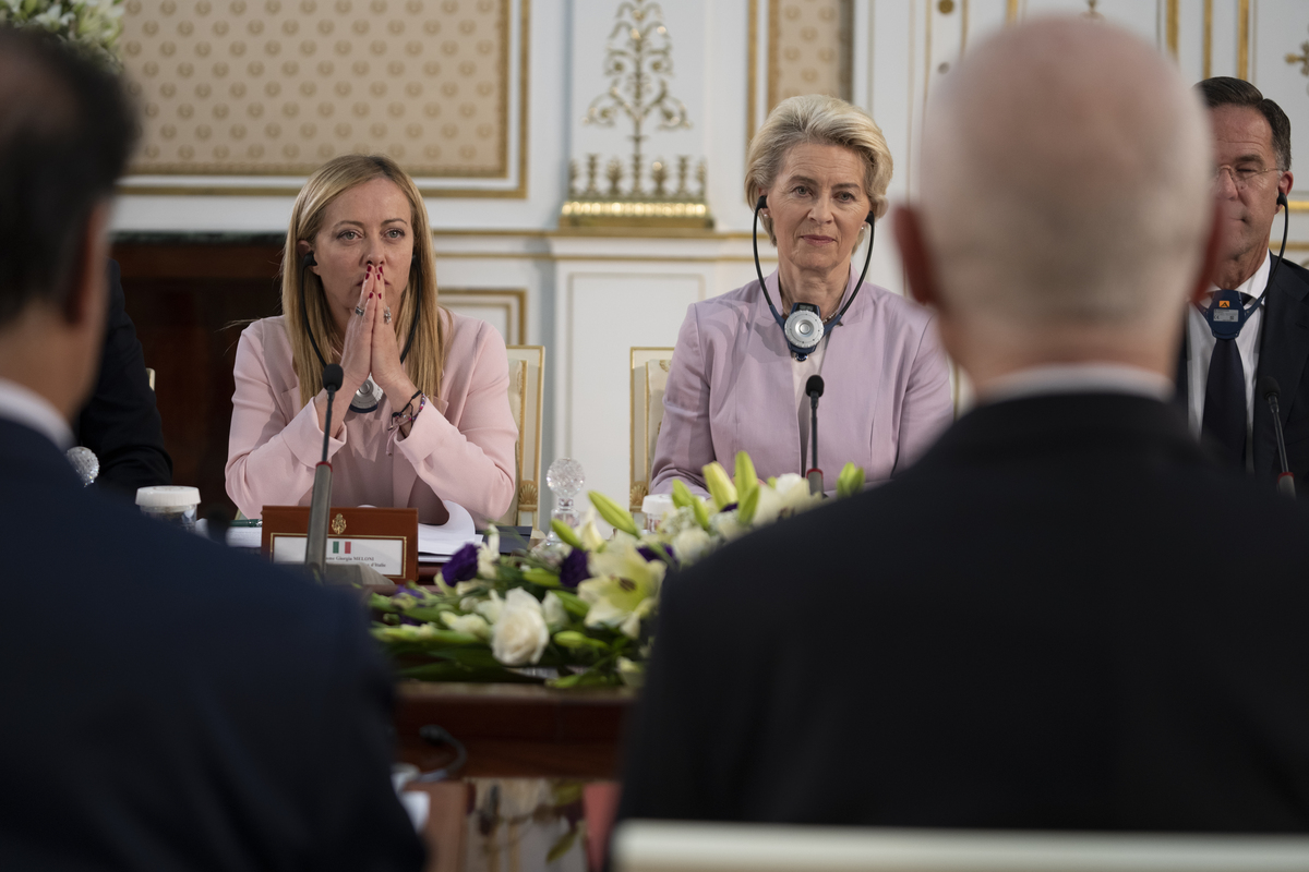 Giorgia Meloni a Tunisi, Vertice Von der Leyen, Rutte e Presidente Saied Giorgia Meloni a Tunisi, Vertice Von der Leyen, Rutte e Presidente Saied