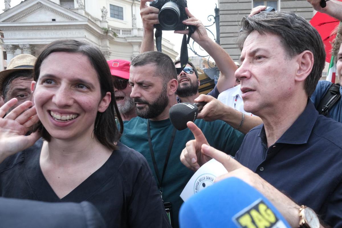 Schlein e Conte alla manifestazione della Cgil