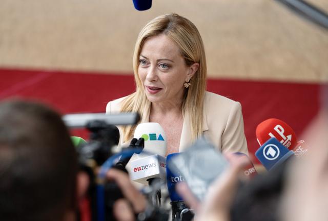 Giorgia Meloni al Consiglio Europeo a Bruxelles Giorgia Meloni al Consiglio Europeo a Bruxelles