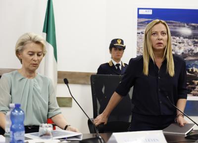 Ursula Van Der Leyen e Giorgia Meloni a Lampedusa Ursula Van Der Leyen e Giorgia Meloni a Lampedusa
