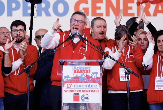 Manifestazione CGIL UIL Landini Manifestazione CGIL UIL Landini