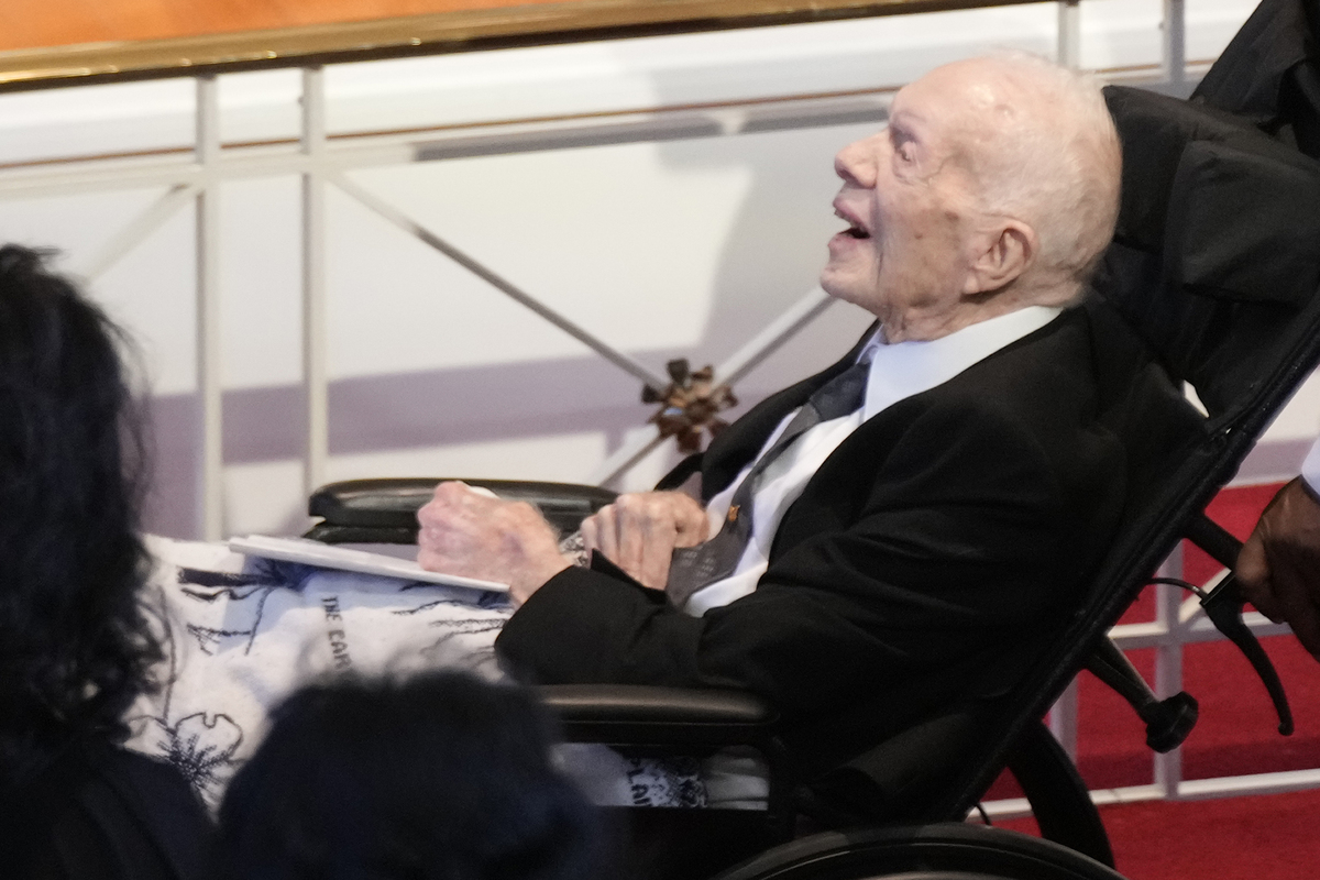 USA, former president Jimmy Carter at the funeral of his wife Rosalynn