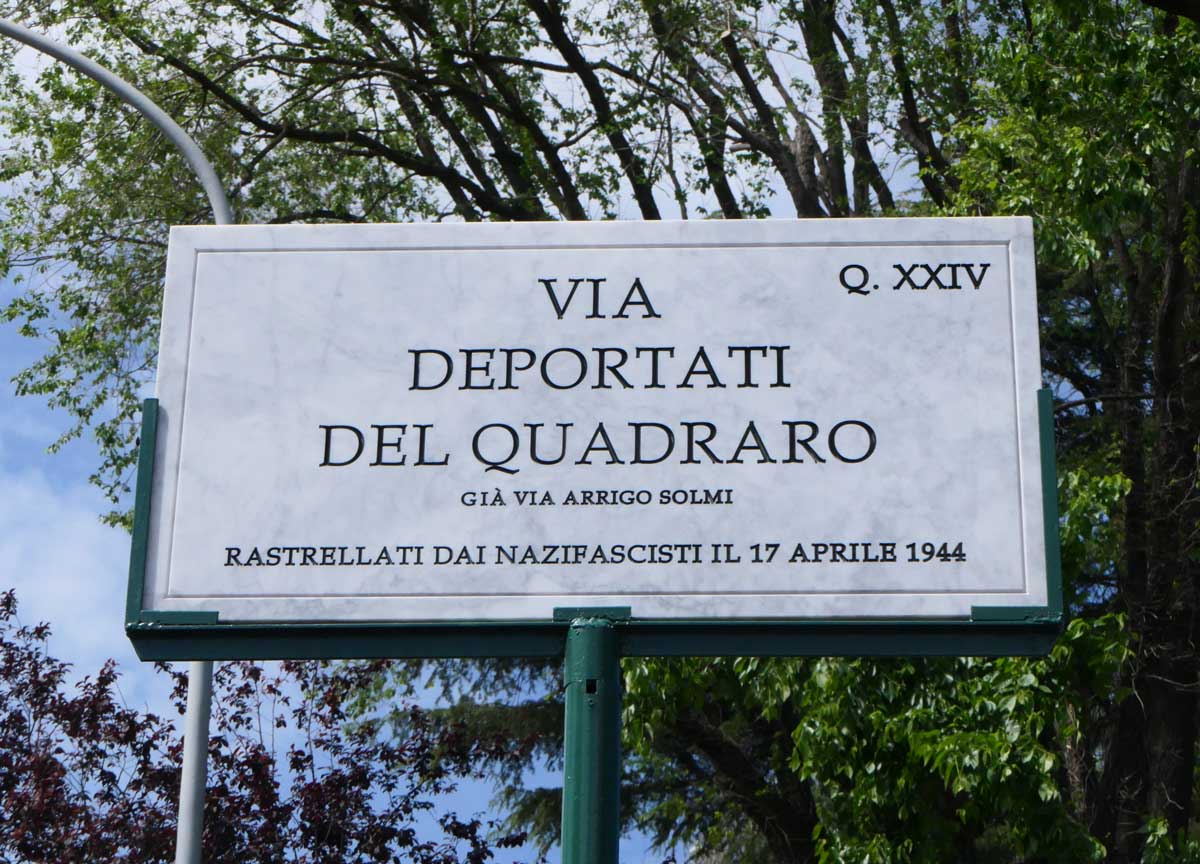 La targa dedicata ai deportati del Quadraro La targa dedicata ai deportati del Quadraro