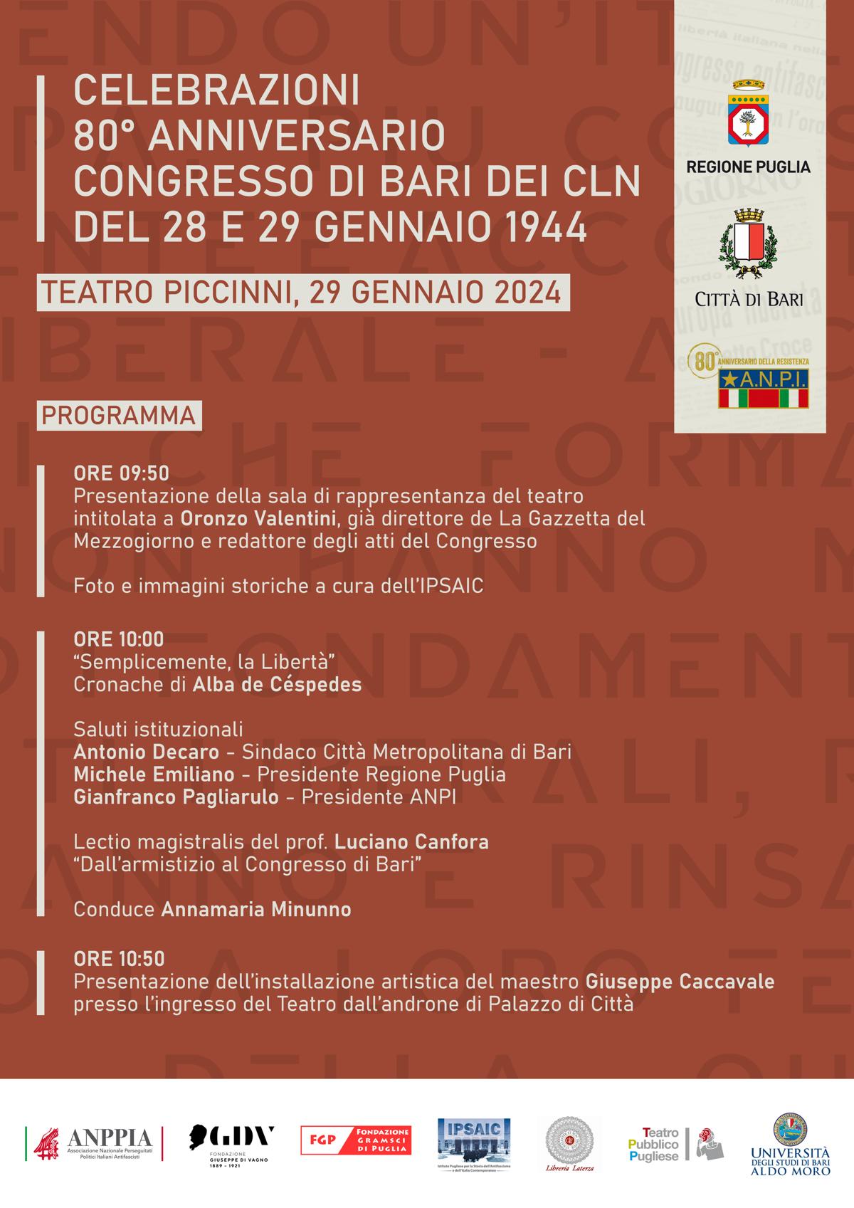 80° anniversario del Congresso dei CLN a Bari loc