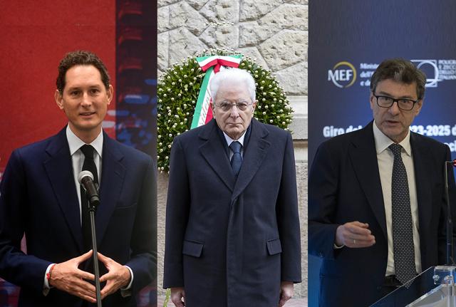 John Elkann, Sergio Mattarella e Giancarlo Giorgetti John Elkann, Sergio Mattarella e Giancarlo Giorgetti