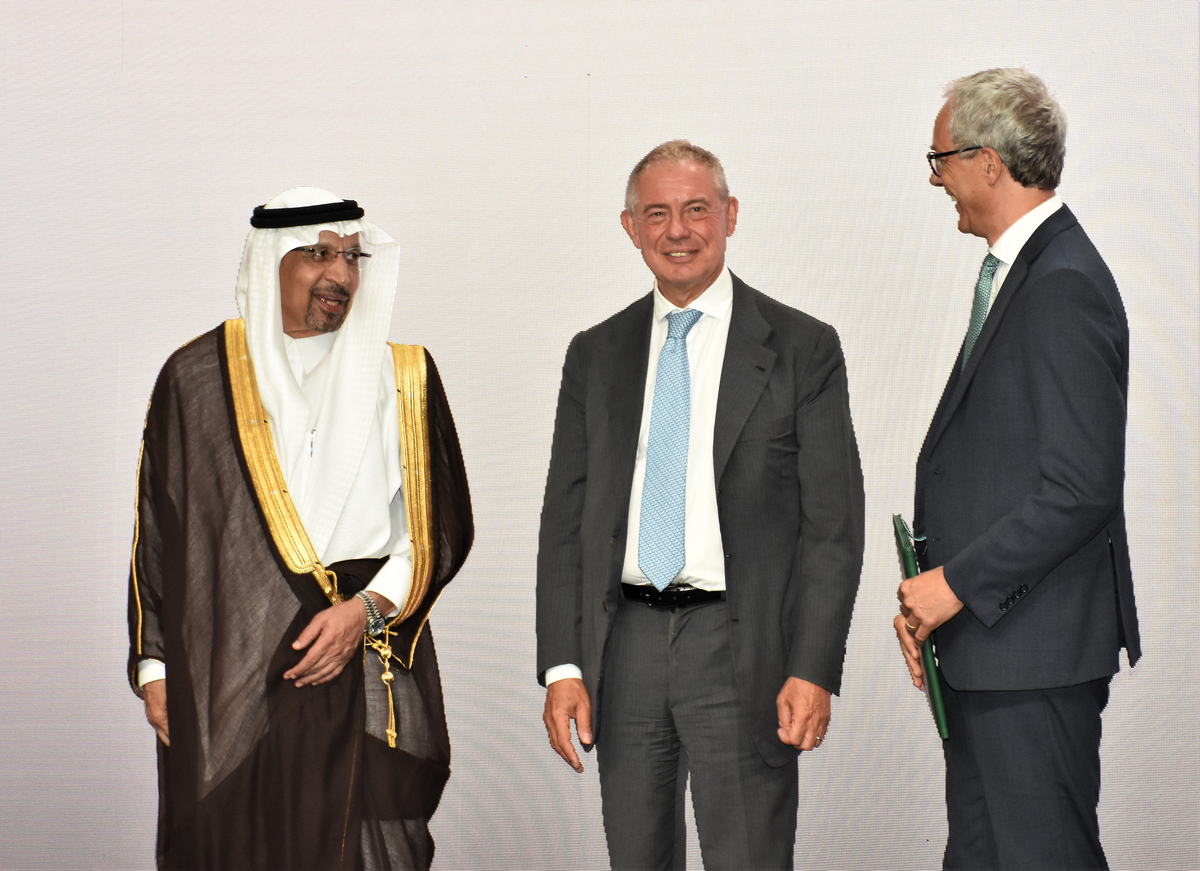 Adolfo Urso Ministro delle Imprese e Made in Italy con Khalid Al Falih Ministry of Investment Saudita. Foto: Nick Zonna