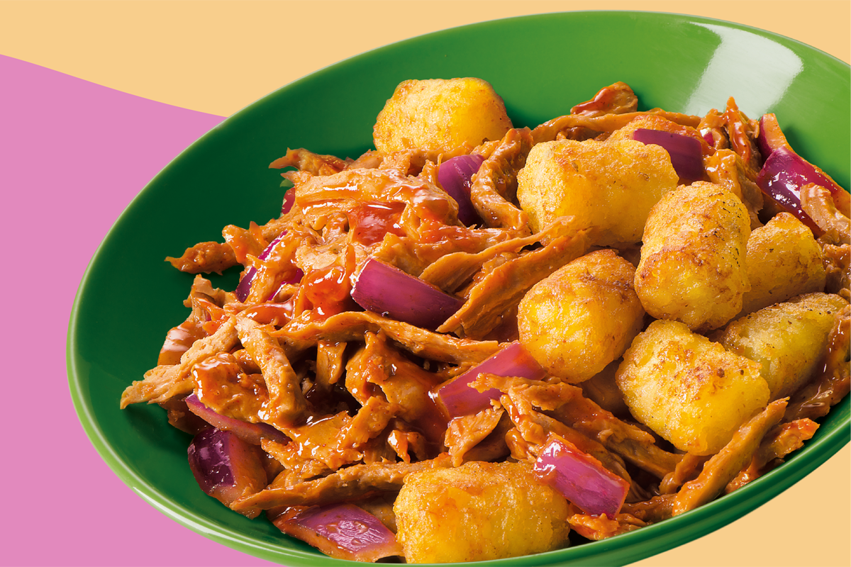 Artica Plant Based   Pulled Pork Veg in salsa bbq con patate rosti e cipolla grigliata (1)