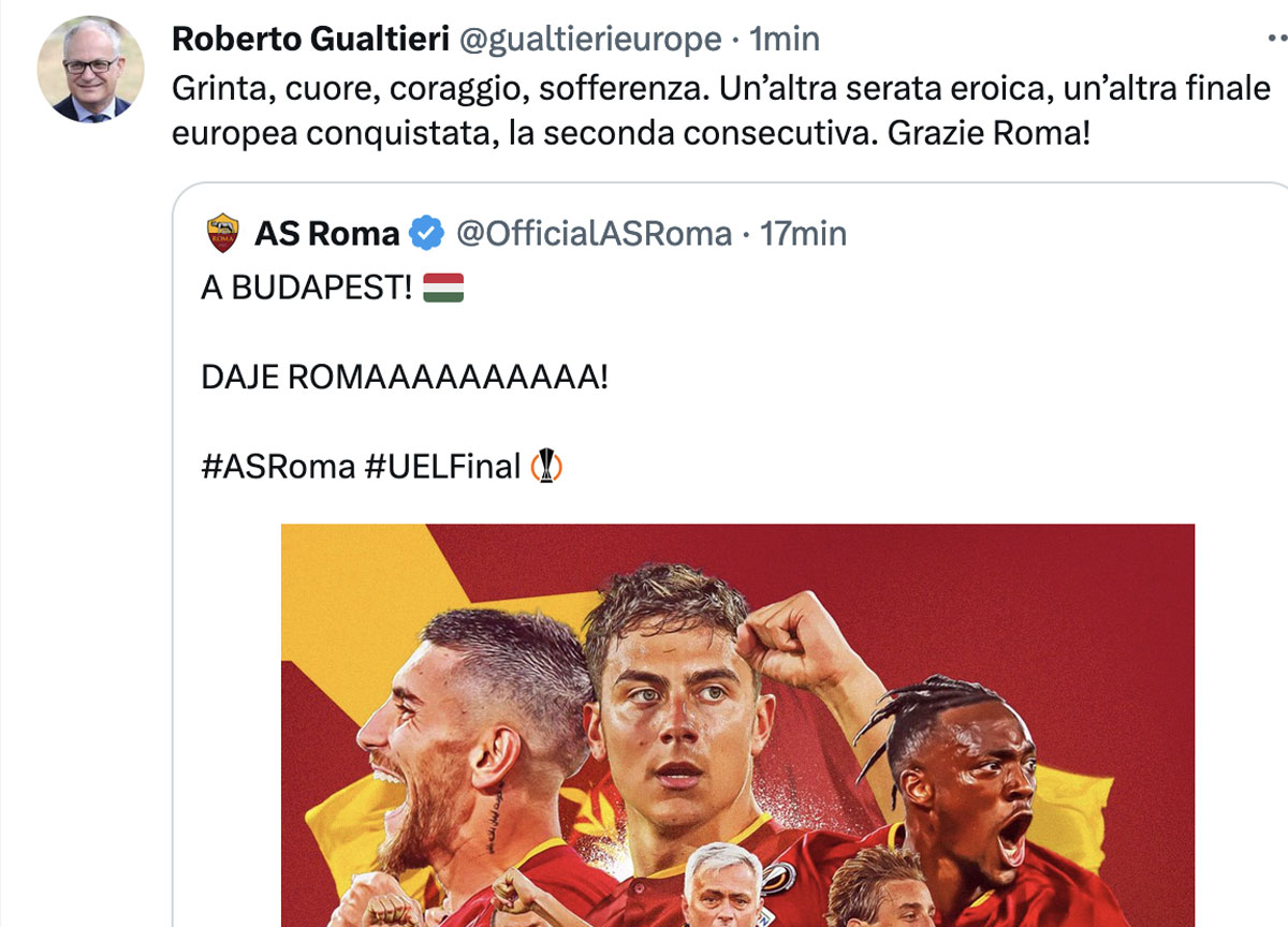 Tweet su Roma-Bayer Leverkusen Tweet su Roma-Bayer Leverkusen