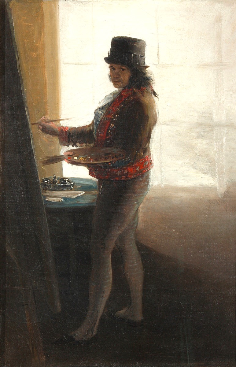 Francisco Goya; "Autoritratto al cavalletto; 1785; Olio su tela; Real Academia de Bellas Artes de San Fernando, Madrid Francisco Goya; "Autoritratto al cavalletto; 1785; Olio su tela; Real Academia de Bellas Artes de San Fernando, Madrid
